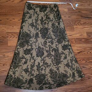 Tan Full Length Floral Paisley Skirt